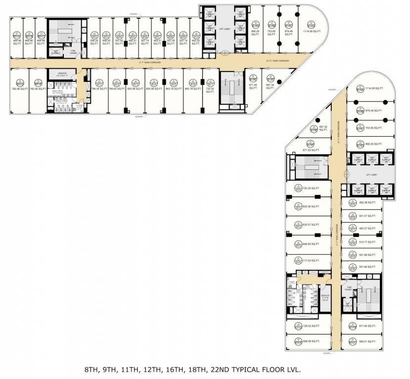  eon block a and block e Block A Cluster Plan from 8th, 9th, 11th, 12th, 16th, 18th And 22th Floor