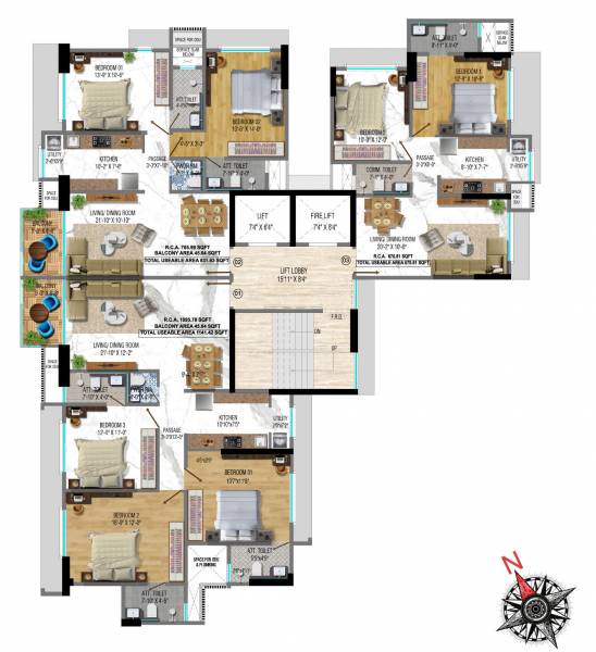  atulyam Wing A Cluster Plan For 4Th, 8Th, 13Th, 15Th & 21st Floor