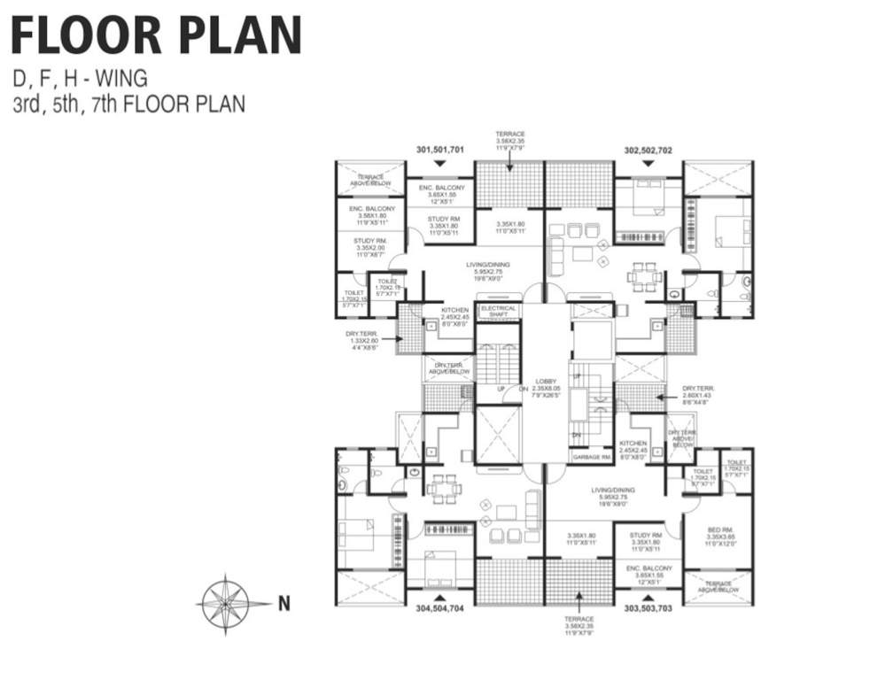  sai pearl phase 3 D And F Cluster Plan for Odd Floor