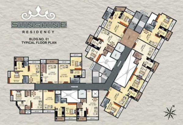  sunshine-residency Building 1 Cluster Plan for Typical Floor