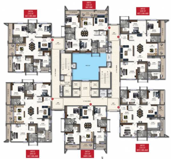  windsor-park Block 1,2,3 AND 4 Cluster Plan Typical Floor Plan