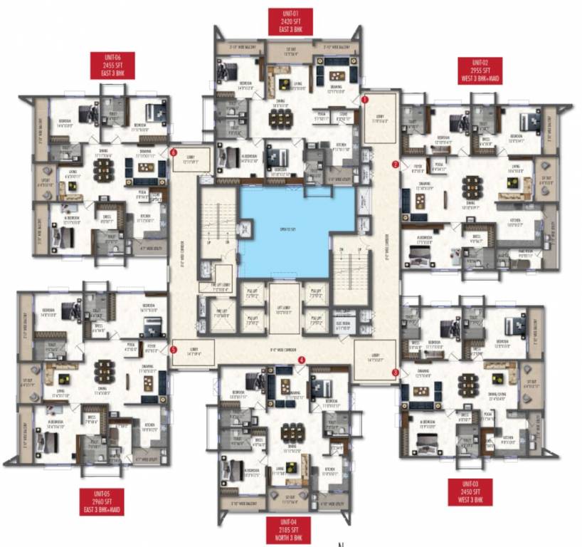  windsor park Block 5, 6 And 7 Cluster Plan Typical Floor Plan