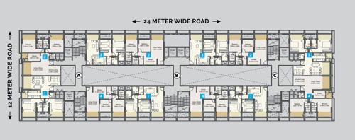  newton-homes-hadapsar-near-runwal-seagull-phase-i Block B & C Cluster Plan For Typical Floor
