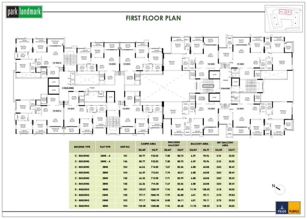  park landmark phase iii Building C And Building D Cluster Plan for 1st Floor