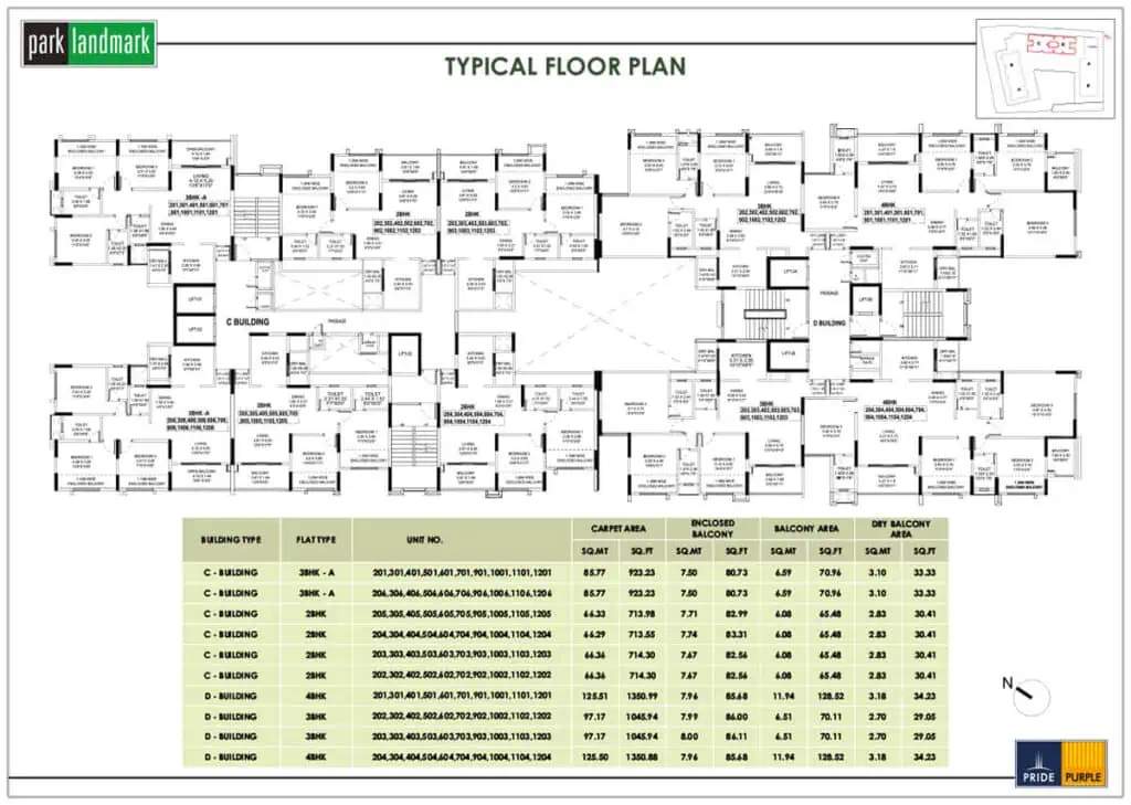  park landmark phase iii Building C And Building D Cluster Plan from 2nd to 12th Floor