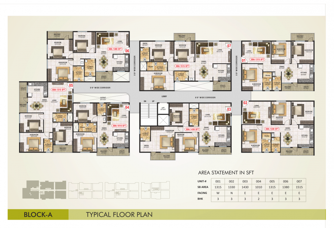  safa Block A Cluster Plan for Typical Floor