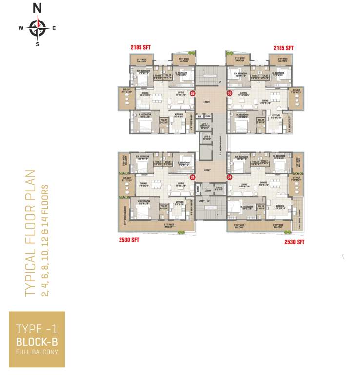  mackennas Block B Cluster Plan from 2nd to 14th Floor