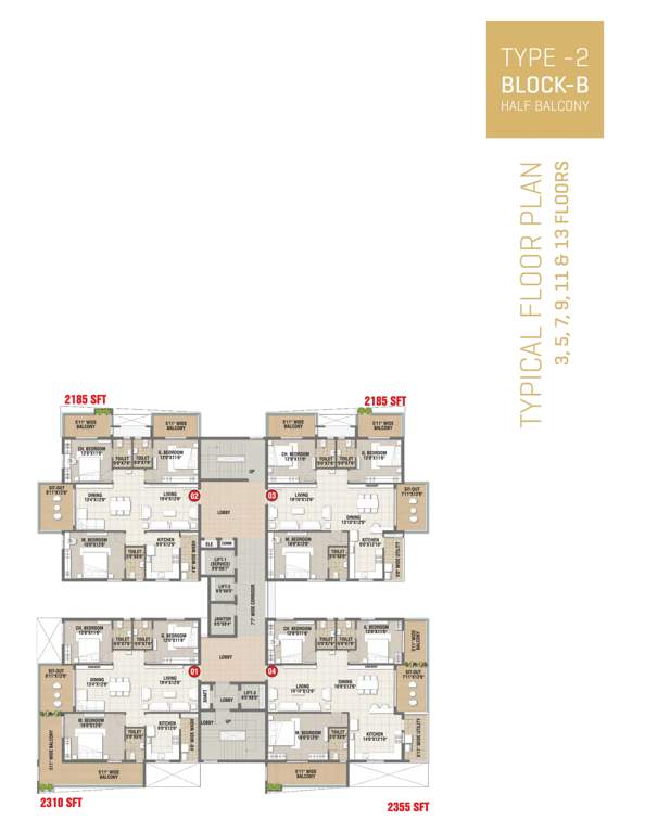  mackennas Block B Cluster Plan from 3rd to 13th Floor
