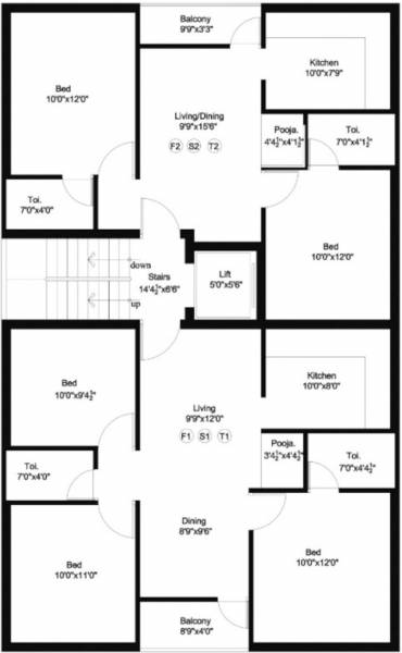  lakshmi-flats Lakshmi Flats Cluster Plan For Typical Floor Plan