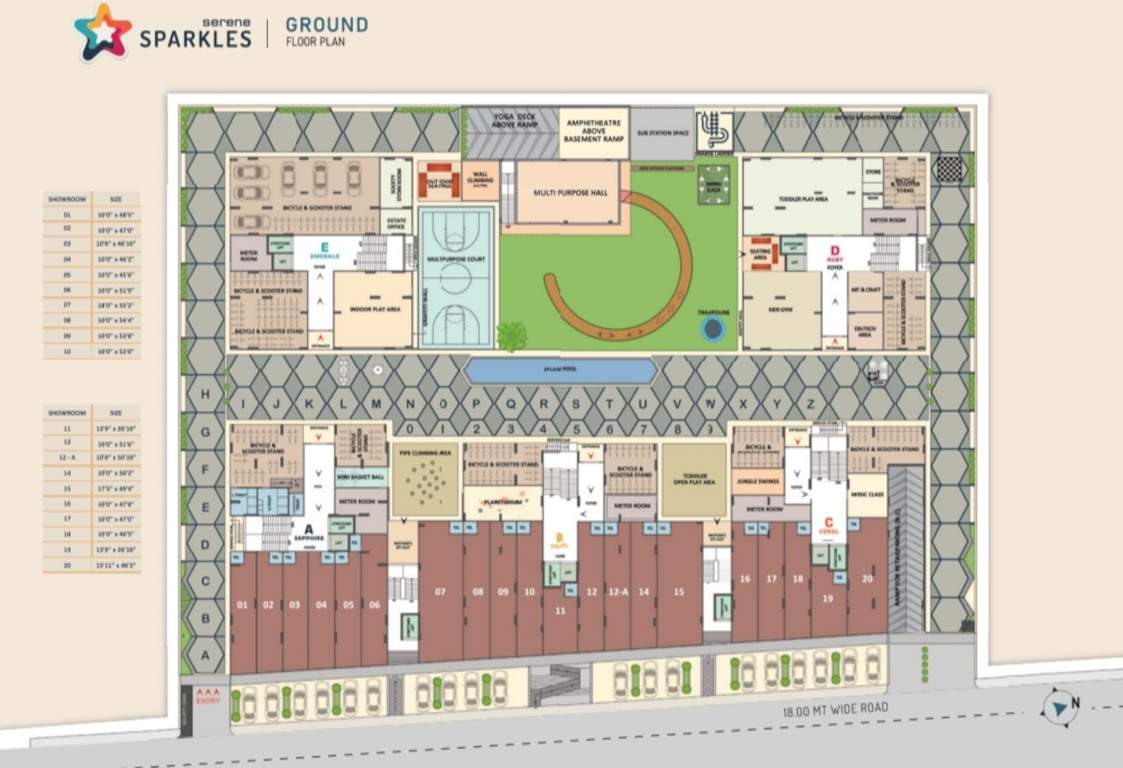  serene sparkles Block A, Block B, Block C, Block D, Block E  Cluster Plan for ground Floor