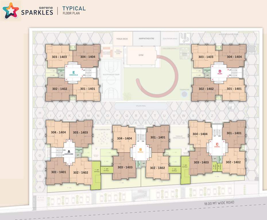  serene sparkles Block A To E Typical Cluster Plan