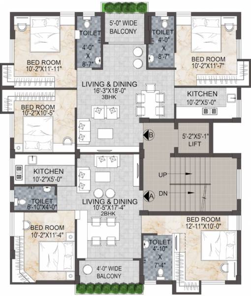  charu-apartment Charu Apartment Cluster Plan For Typical Floor Plan