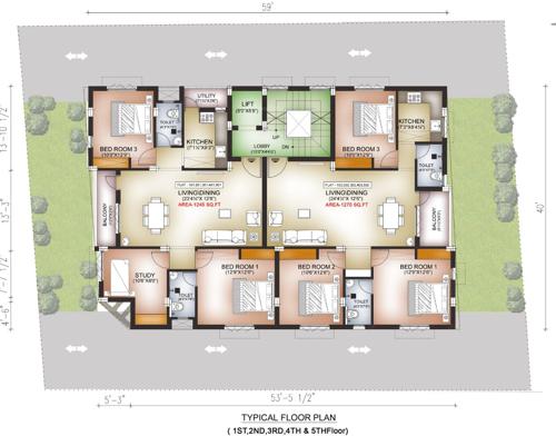  shivani Pearl Shivani Cluster Plan from 1st to 5th Floor