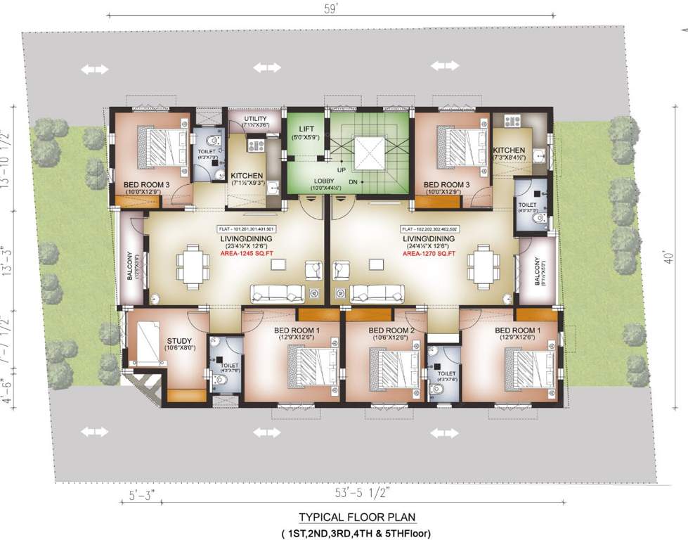  shivani Pearl Shivani Cluster Plan from 1st to 5th Floor
