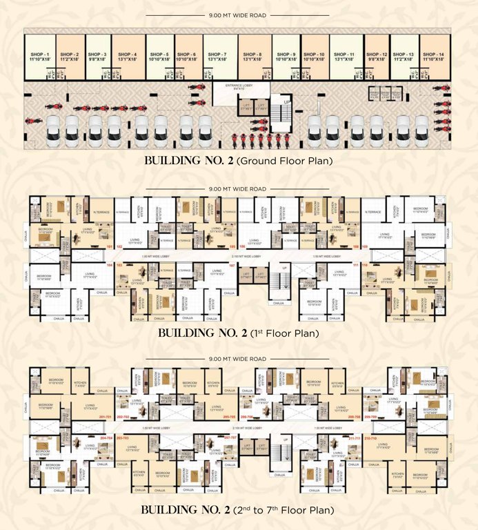  gokuldham Building 2 Cluster Plan from ground to 7th Floor