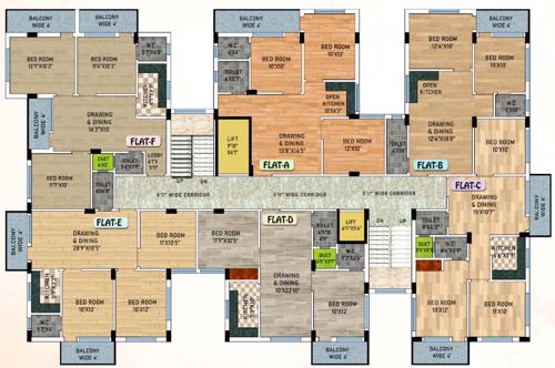  bankura-new-township Block 2 Cluster Plan from 1st to 6th Floor