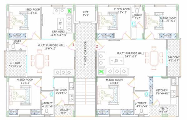  divyadeeps-castle-homes Divyadeeps Castle Homes Cluster Plan For Typical Floor