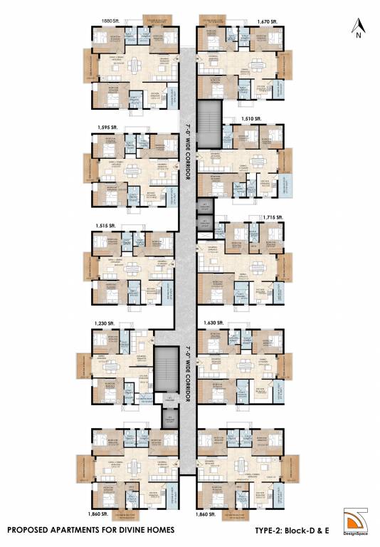  space Block A And E Cluster Plan For Typical Floor