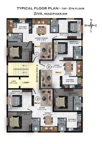  ziva Ziva Cluster Plan from 1st to 5th Floor