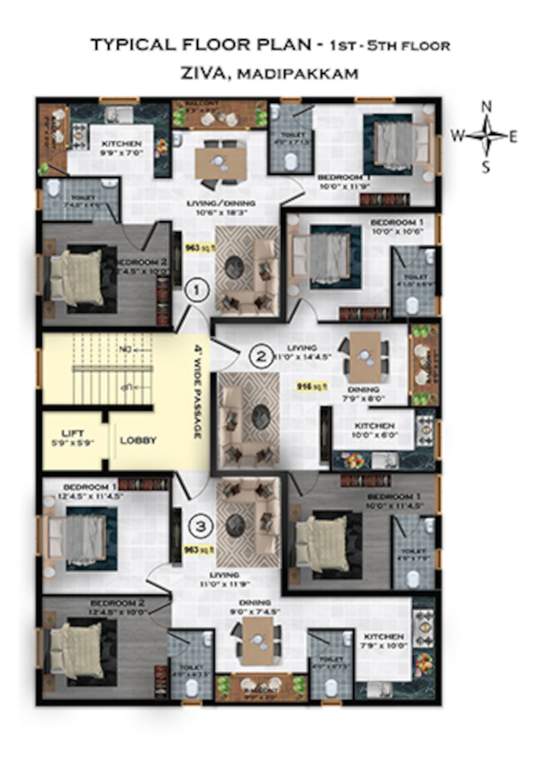  ziva Ziva Cluster Plan from 1st to 5th Floor