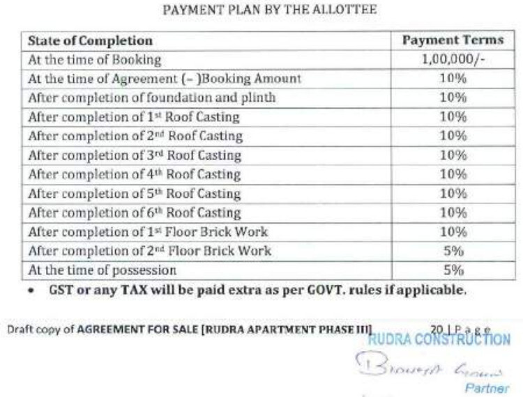 apartment-phase-iii Construction Linked Payment (CLP) Payment Plan