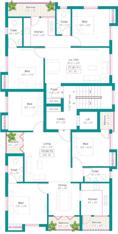 fortuna Alankar Fortuna Cluster Plan from 1st to 3rd Floor