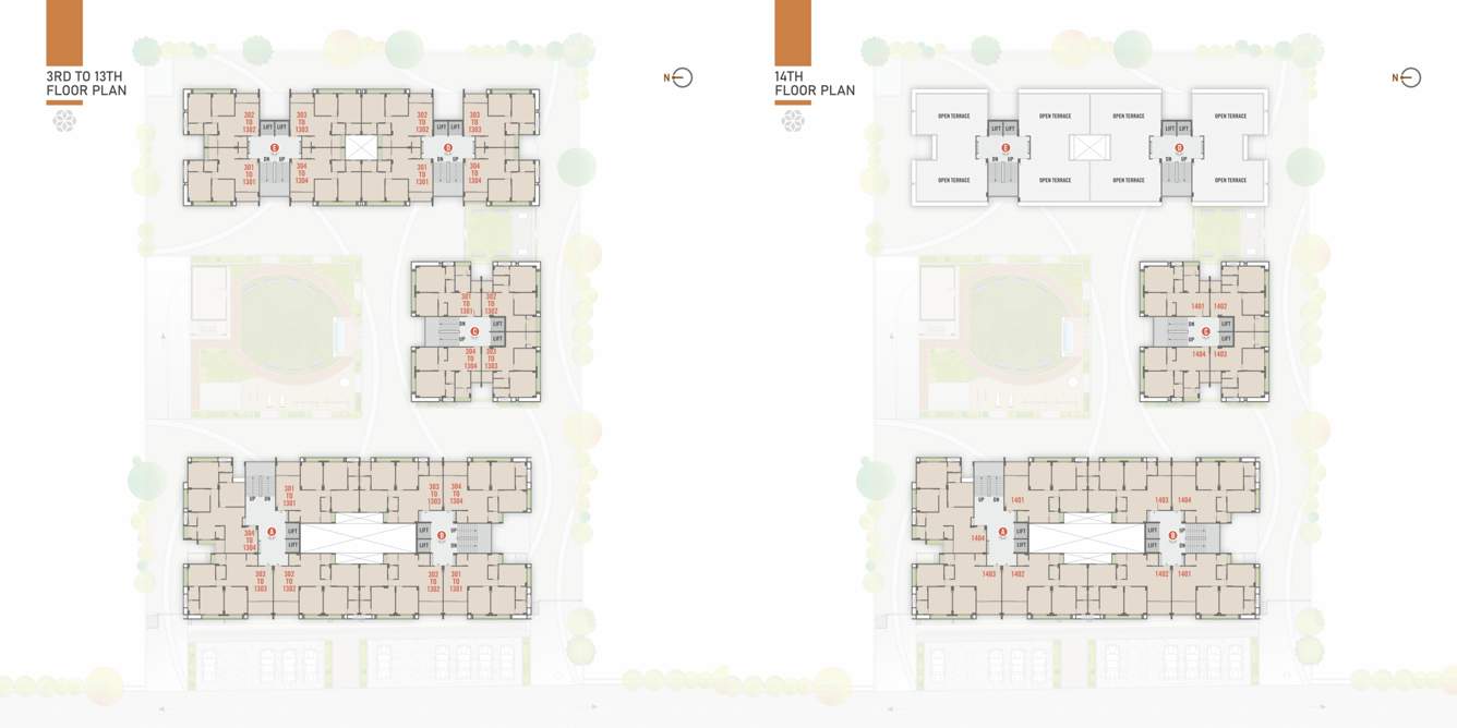 grace Block A To E Cluster Plan for 3rd To 14th Floor