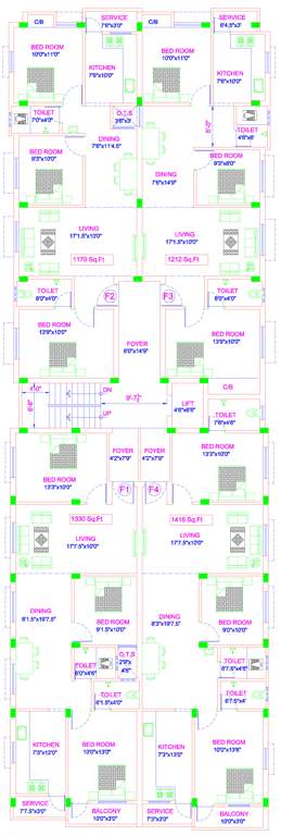  vishnu mithun homes Mithun Homes Cluster Plan from 1st to 2nd Floor