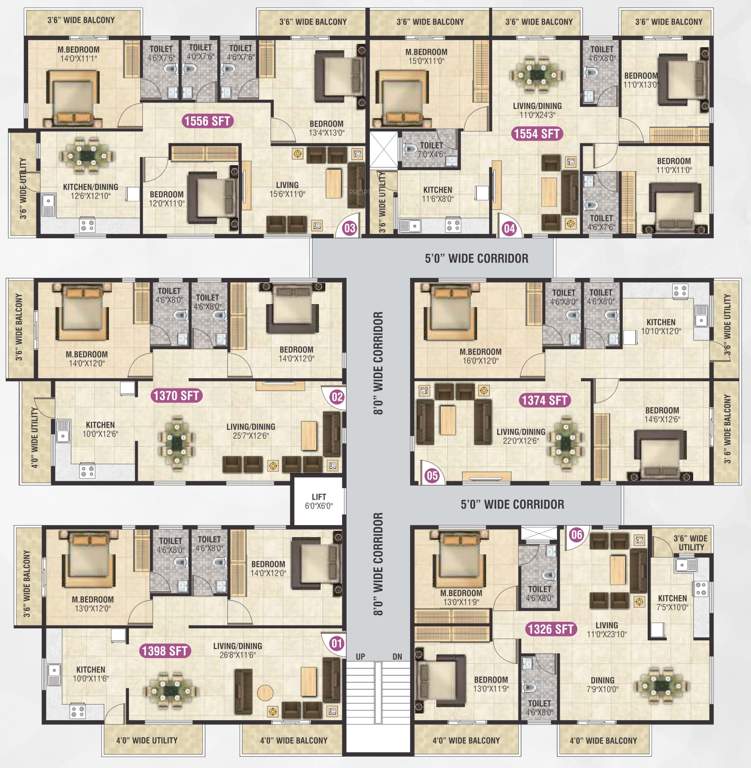  subhkam DLR Subhkam Cluster Plan from 1st to 4th Floor
