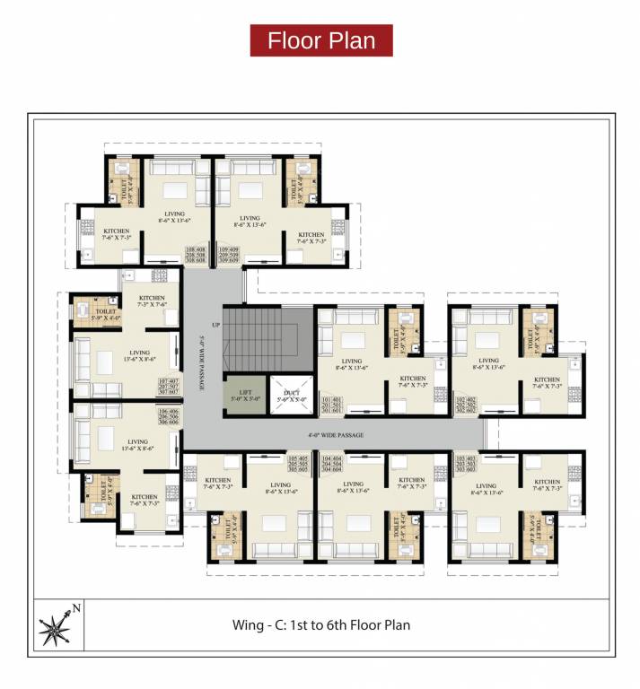  eklavya Building No 1 Type A Cluster Plan