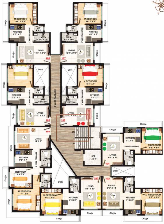  jade gardens Building No 1 Wing A And B Cluster Plan