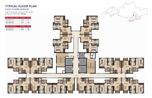  dgt-sector-3a-cluster-2-phase-2 Dosti Charm Wing A Tower 1K And Wing B Tower 1L Cluster Plan
