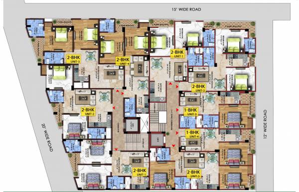  greens Block A  & B Cluster Plan from 1st to 5th Floor