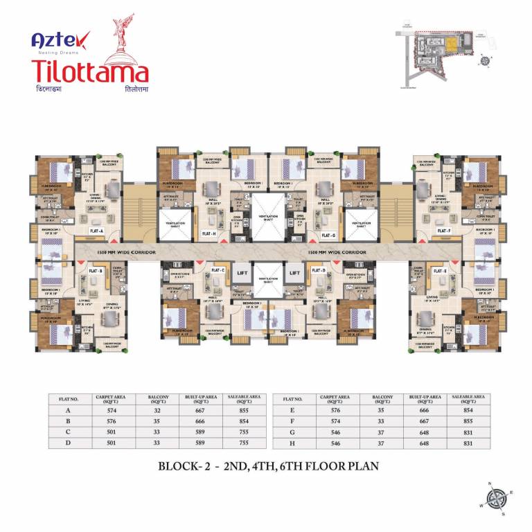  tilottama phase 1 Block A Cluster Plan from 2nd to 6th Floor