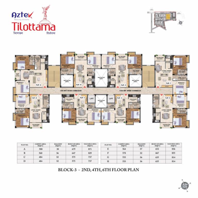  tilottama phase 1 Block A Cluster Plan from 2nd to 6th Floor