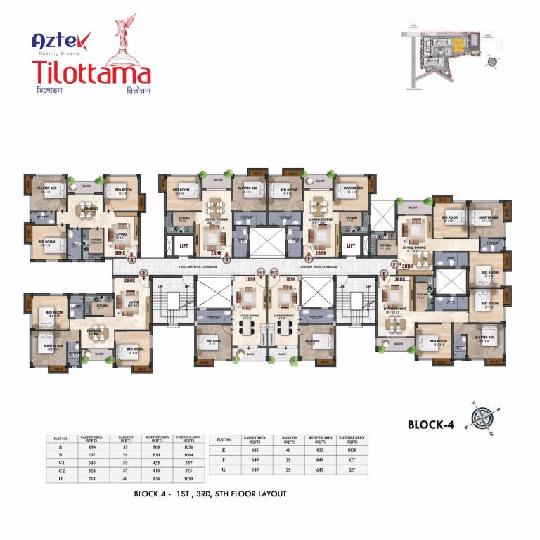 tilottama phase 1 Block B Cluster Plan from 1st to 5th Floor