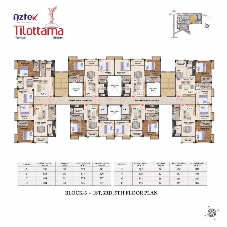  tilottama phase 1 Block B Cluster Plan from 1st to 5th Floor