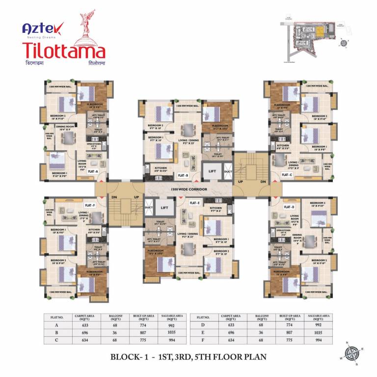  tilottama phase 1 Block B Cluster Plan from 1st to 5th Floor