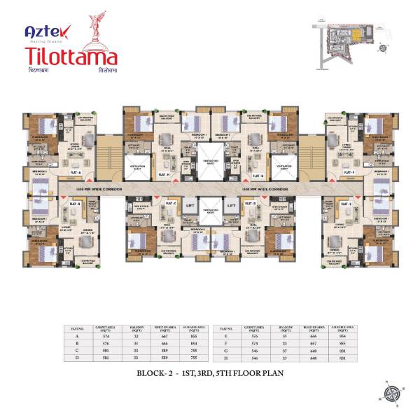  tilottama-phase-1 Block B Cluster Plan from 1st to 5th Floor
