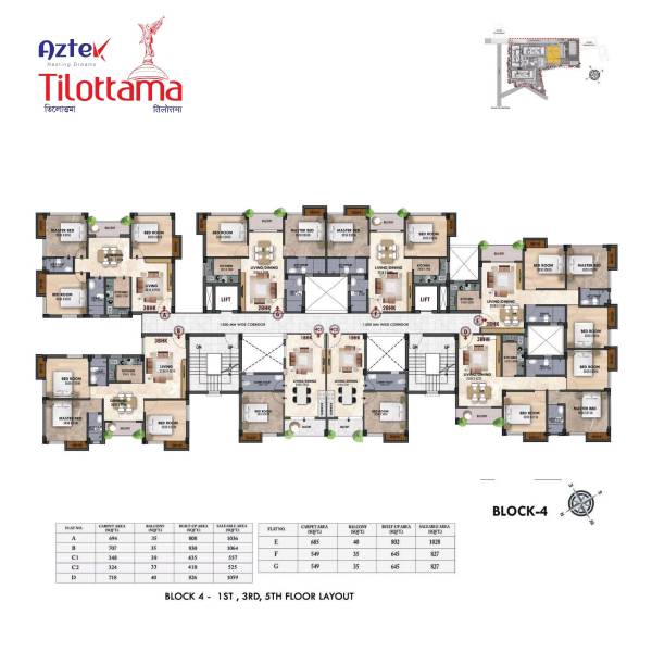  tilottama-phase-1 Block B Cluster Plan from 1st to 5th Floor