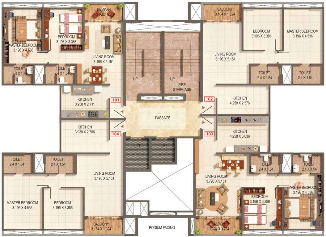  palmspring towers a4 a5 and b2 A4 And A5 Cluster Plan for 1st Floor