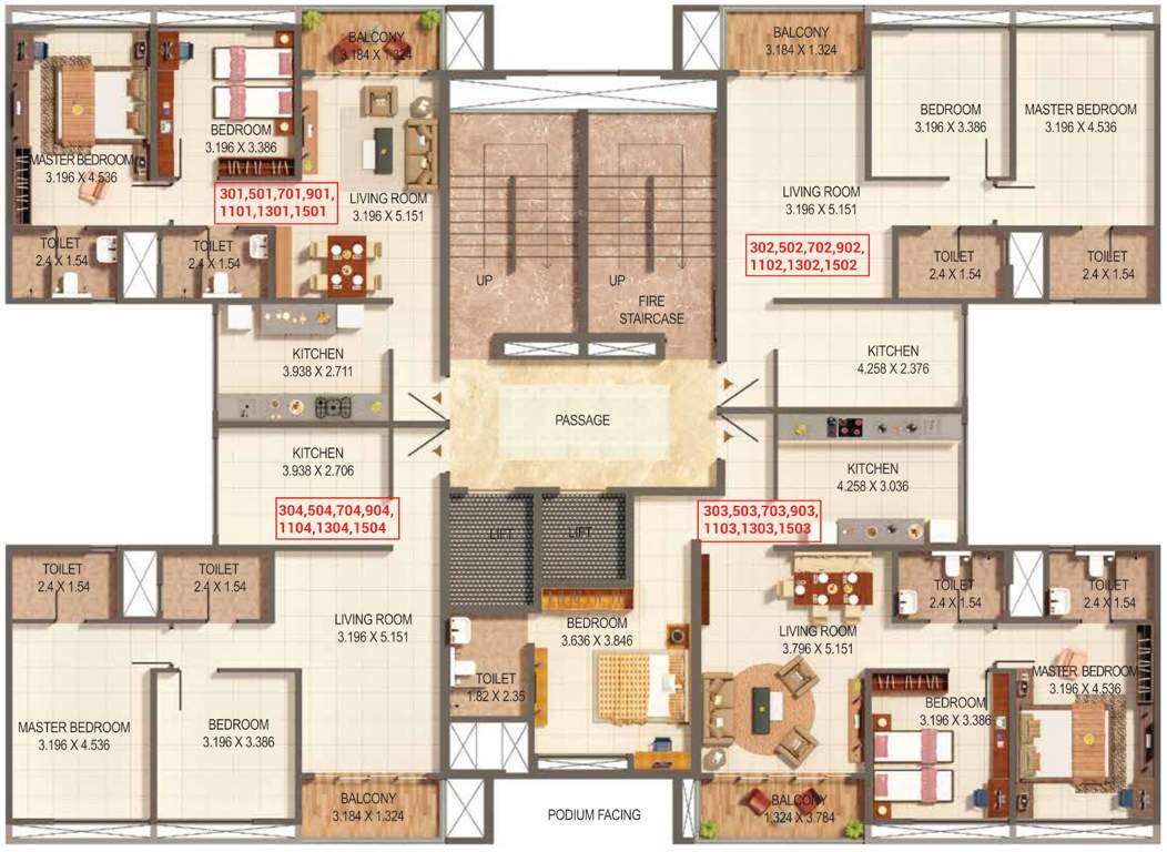  palmspring towers a4 a5 and b2 A4 And A5 Cluster Plan from 3rd, 5th, 7th, 9th, 11th, 13th And 15th Floor