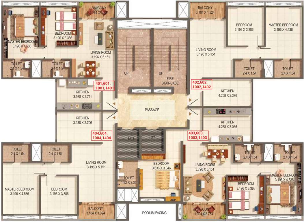  palmspring towers a4 a5 and b2 A4 And A5 Cluster Plan from 4th, 6th, 10th and 14th Floor
