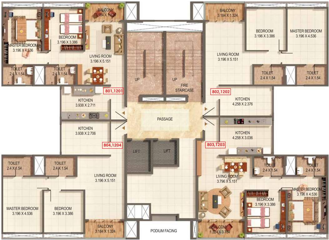  palmspring towers a4 a5 and b2 A4 And A5 Cluster Plan from 8th And12th Floor