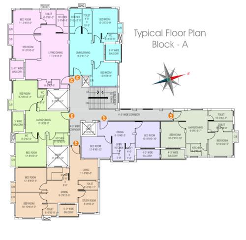  shantanbala-abasan Block A Cluster Plan from 1st to 4th Floor