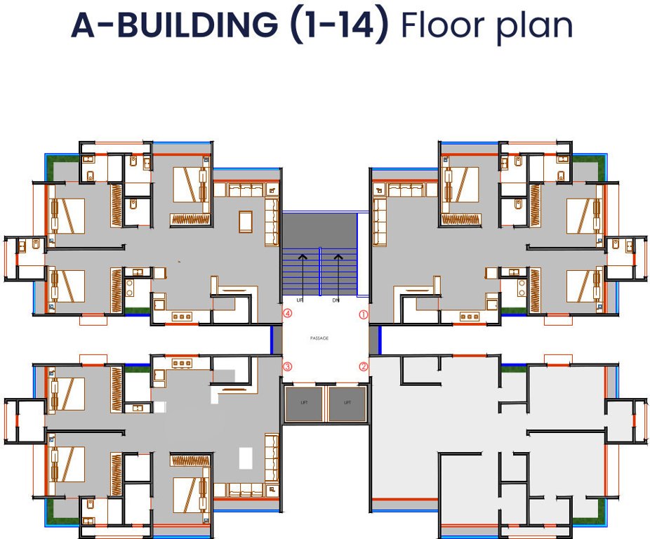  peak living A Cluster Plan From 1st To 14th Floor