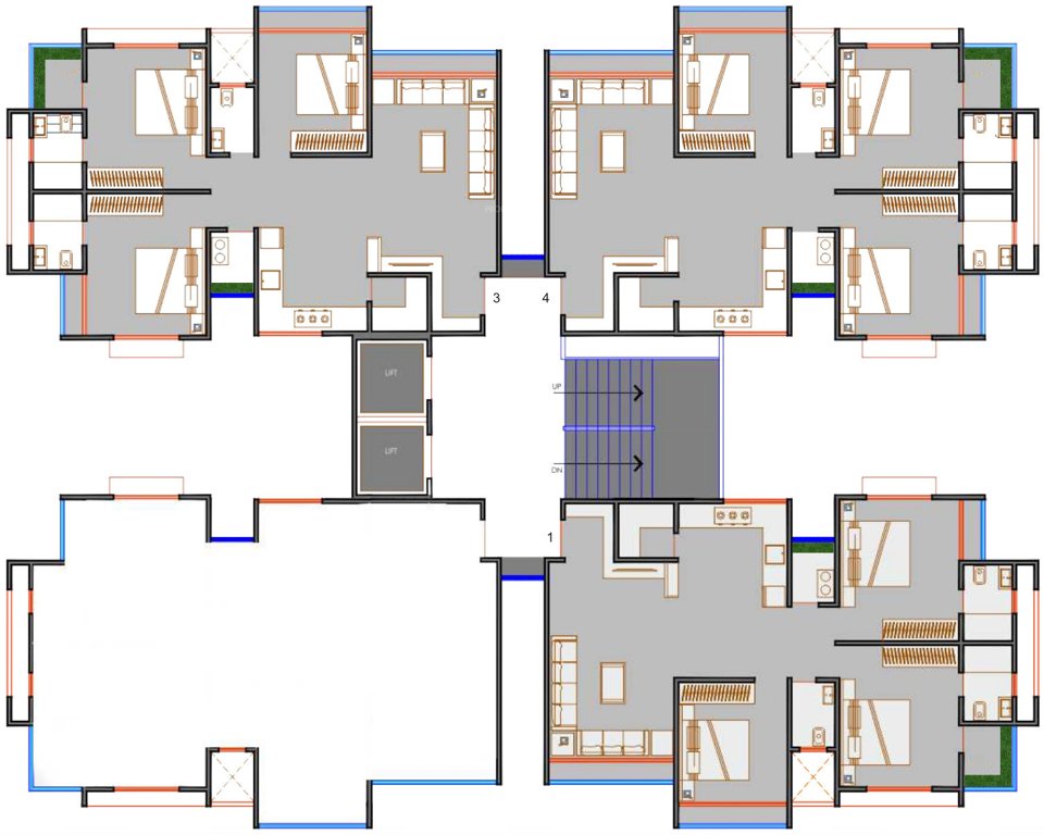  peak living B Cluster Plan For 14th Floor