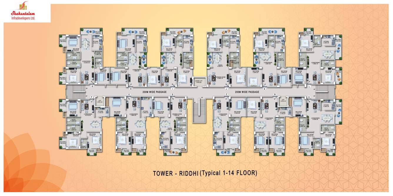  shreevinayakam aradhya Block A Cluster Plan for Typical Floor
