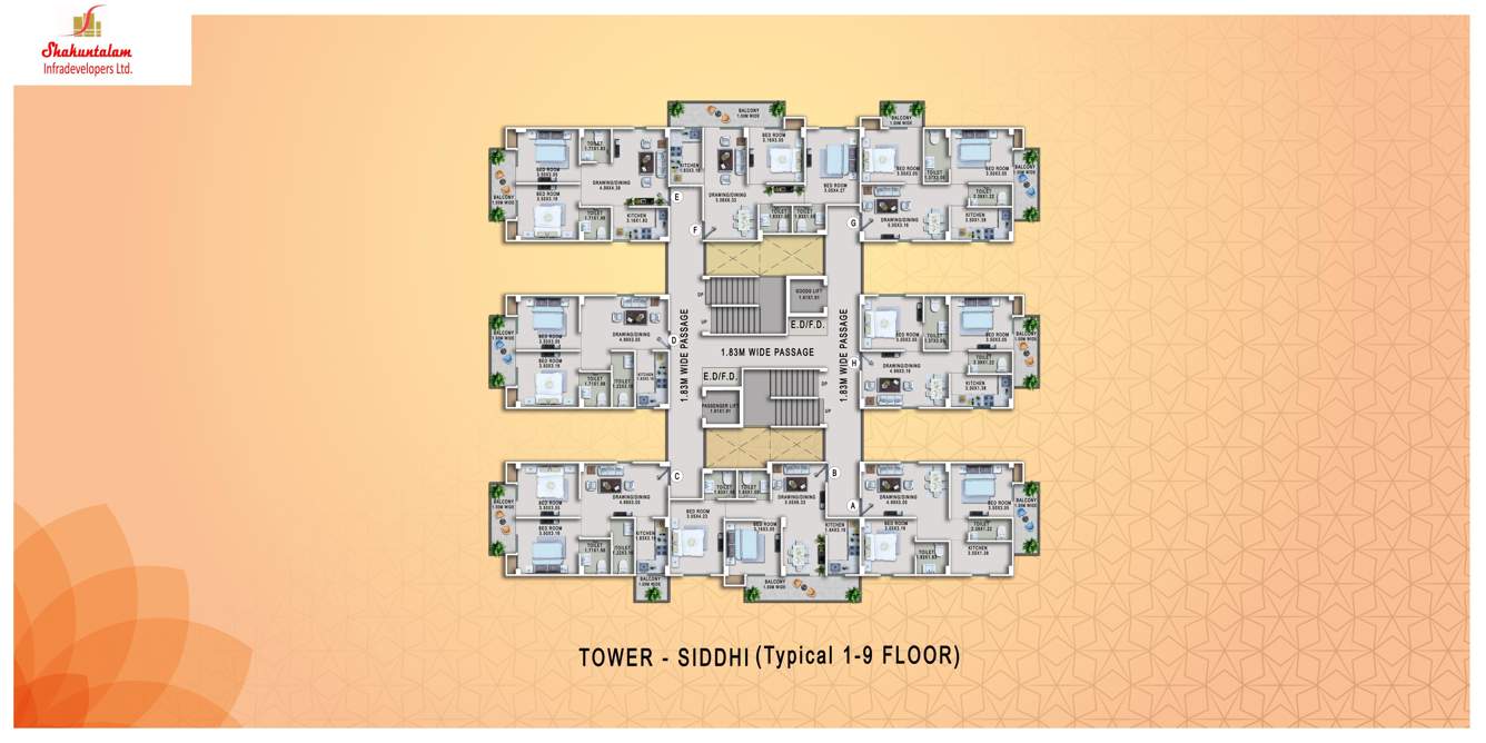  shreevinayakam aradhya Block B Cluster Plan for Typical Floor