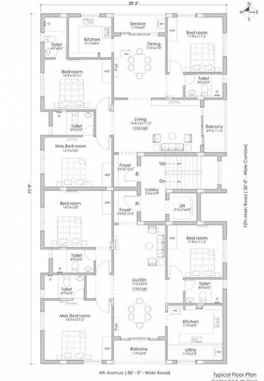  mullai manor Pushkar Mullai Manor Cluster Plan from 1st to 4th Floor